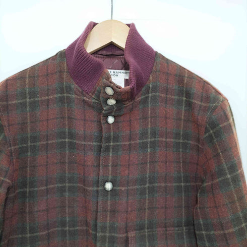 キャサリンハムネットロンドン KATHARINE HAMNETT LONDON 裏地キルティング チェック ウール スナップ ブルゾン メンズ import:M