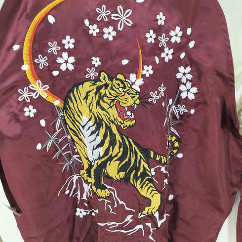 一心如鏡 サテン地スカジャン 虎 JAPANESE Souvenir Jacket メンズ L