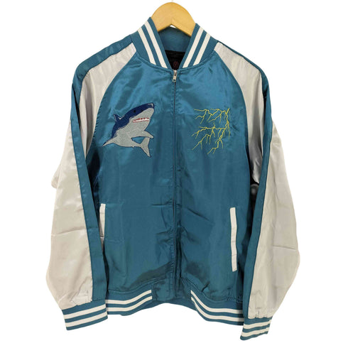 一心如鏡 サテン地スカジャン 龍 鮫 JAPANESE Souvenir Jacket メンズ L