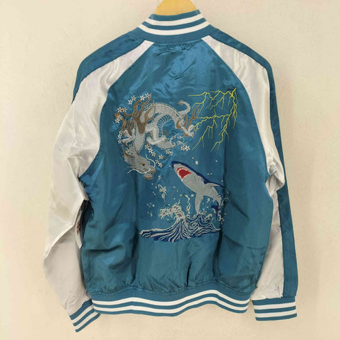 一心如鏡 サテン地スカジャン 龍 鮫 JAPANESE Souvenir Jacket メンズ L