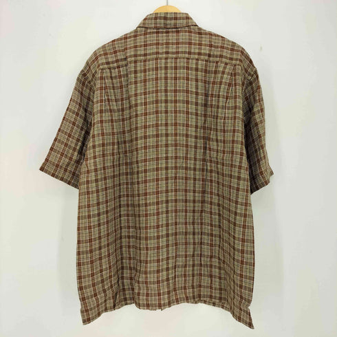 バナナリパブリック BANANA REPUBLIC リネン100 ボックス 半袖チェックシャツ メンズ import:L