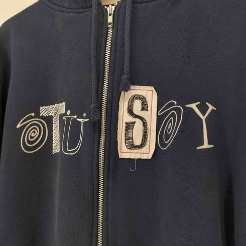 ステューシー Stussy 黒タグ フロントデザインジップパーカー メンズ JPN:L