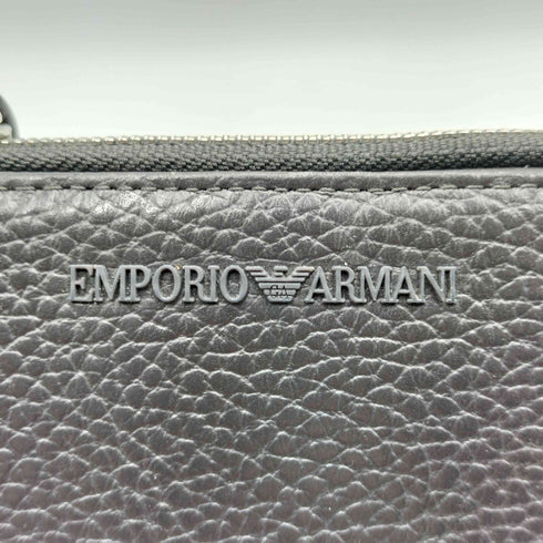 エンポリオアルマーニ EMPORIO ARMANI ZIPPED TUMBLED LEATHER CARD HOLDER シボ革 カウレザー 二つ折り 財布 ウォレット カードホルダー メンズ