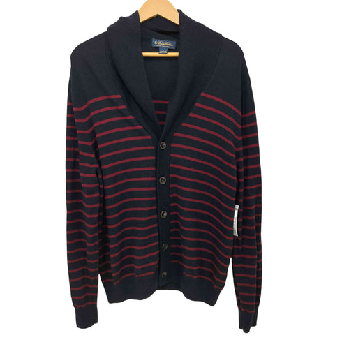 ブルックスブラザーズ BROOKS BROTHERS ボーダー柄 メリノウール ショールカラー ニットカーディガン メンズ import:L