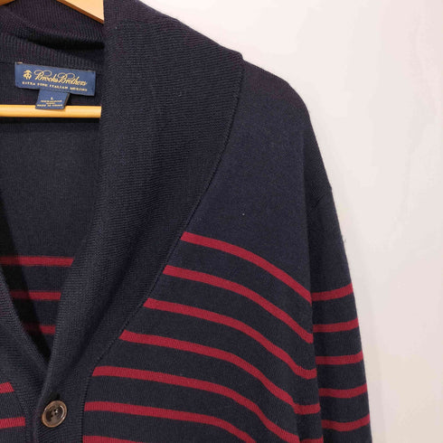 ブルックスブラザーズ BROOKS BROTHERS ボーダー柄 メリノウール ショールカラー ニットカーディガン メンズ import:L