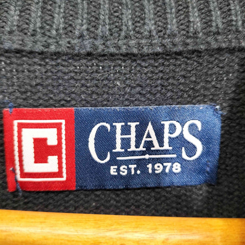チャップスラルフローレン CHAPS RALPH LAUREN ロゴ刺繍 コットン ハーフジップニットセーター メンズ import:L