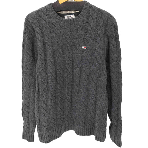 トミージーンズ tommy jeans フロントロゴ ケーブル編みウールニット メンズ import:S