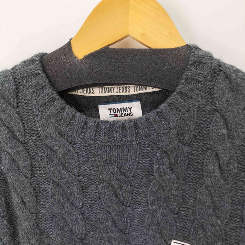 トミージーンズ tommy jeans フロントロゴ ケーブル編みウールニット メンズ import:S