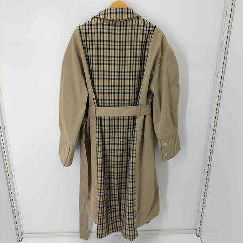 STYLE NANDA チェック切替 ロングステンカラーコート レディース