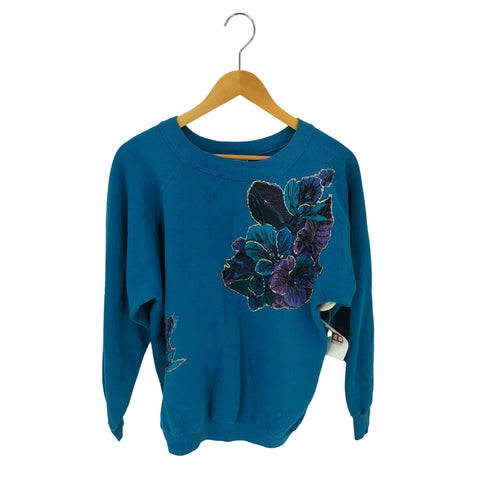 HANES HER WAY 90S USA製 花柄ワッペン ラグラン L/S スウェット レディース JPN:XL