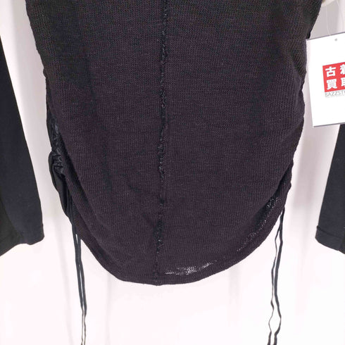 バジュラ bajra 異素材 切替 バック ステンシル プリント ハイネック リネン ストレッチ トップス Y2K レディース JPN:1