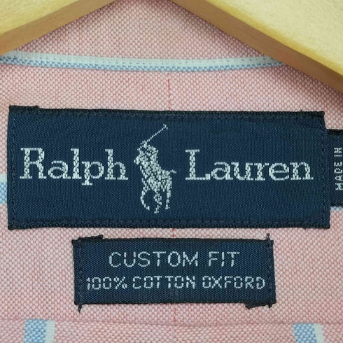 ラルフローレン RALPH LAUREN CUSTOM FIT ポニー刺繍 ストライプ オックスフォードシャツ メンズ 37-80