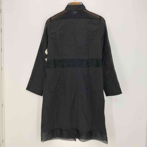 ジュンココシノ JUNKO KOSHINO オーガンジー ナイロン 切替 スタンドカラーコート レディース JPN:9号