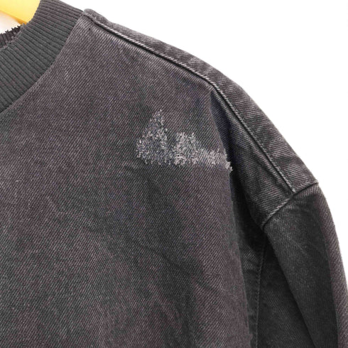 ザラ ZARA ダメージデニムサイドジップロングスリーブプルオーバー メンズ import:M