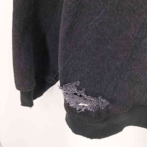 ザラ ZARA ダメージデニムサイドジップロングスリーブプルオーバー メンズ import:M