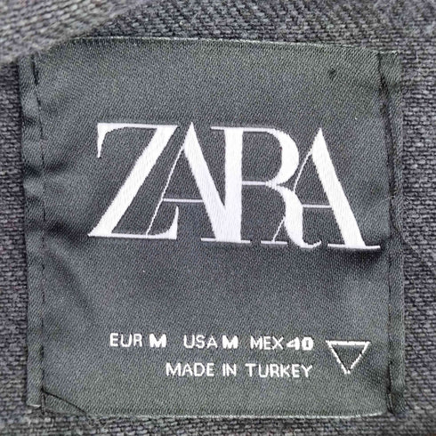 ザラ ZARA ダメージデニムサイドジップロングスリーブプルオーバー メンズ import:M