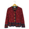 イヴサンローラン Yves Saint Laurent フラワーパターン デザインボタン ウール フリルカーディガン レディース import:M