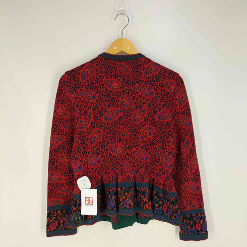 イヴサンローラン Yves Saint Laurent フラワーパターン デザインボタン ウール フリルカーディガン レディース import:M