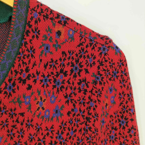 イヴサンローラン Yves Saint Laurent フラワーパターン デザインボタン ウール フリルカーディガン レディース import:M