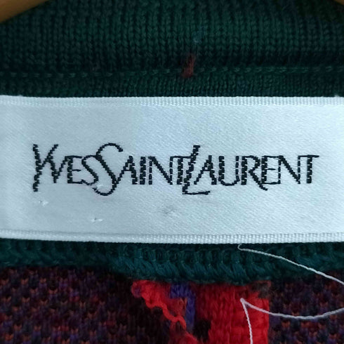 イヴサンローラン Yves Saint Laurent フラワーパターン デザインボタン ウール フリルカーディガン レディース import:M