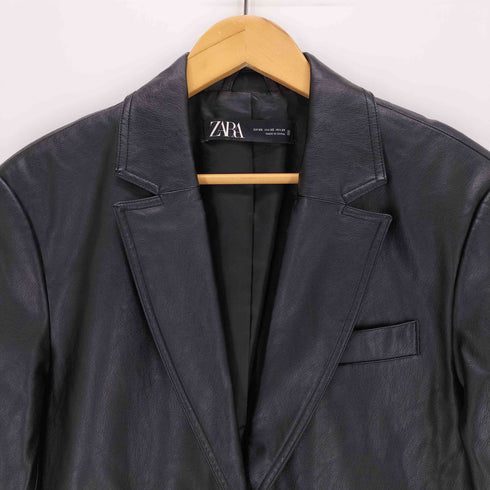 ザラ ZARA フェイクレザーテーラードジャケット レディース import:XS