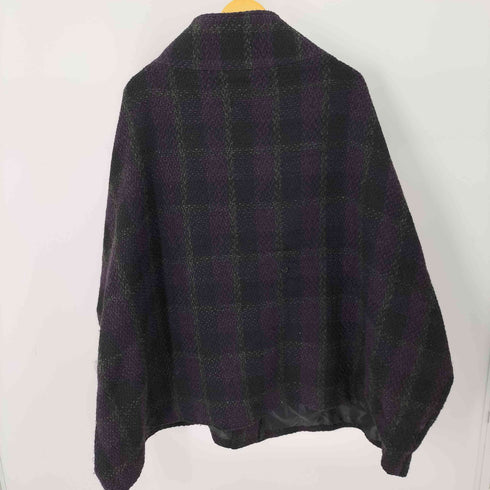 SELENE MODA ポンチョ型チェックツイードジャケット レディース