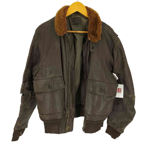 ユーエスネイビー U.S.NAVY 60S 黒タグ G-1 CONMAR ジップ RALPH EDWARDS SPORTSWEAR INC レザー フライト ジャケット 1964年製 メンズ US:44