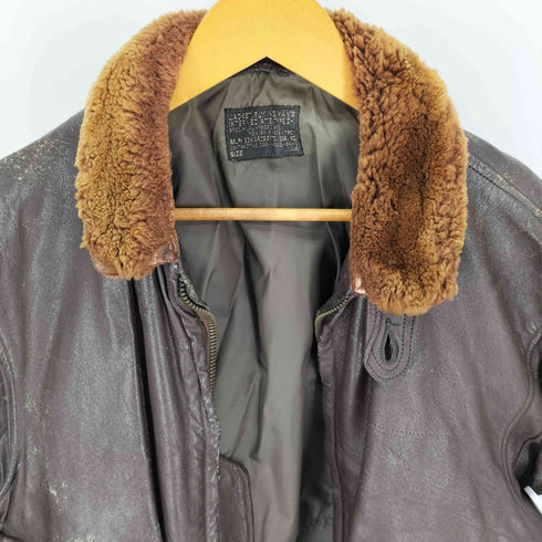 ユーエスネイビー U.S.NAVY 60S 黒タグ G-1 CONMAR ジップ RALPH EDWARDS SPORTSWEAR INC レザー フライト ジャケット 1964年製 メンズ US:44
