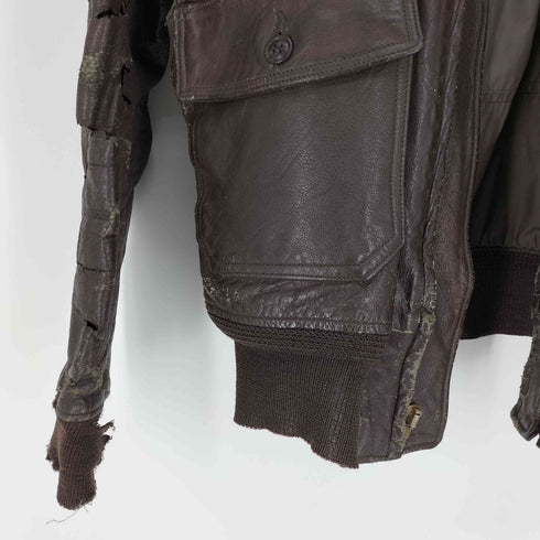 ユーエスネイビー U.S.NAVY 60S 黒タグ G-1 CONMAR ジップ RALPH EDWARDS SPORTSWEAR INC レザー フライト ジャケット 1964年製 メンズ US:44