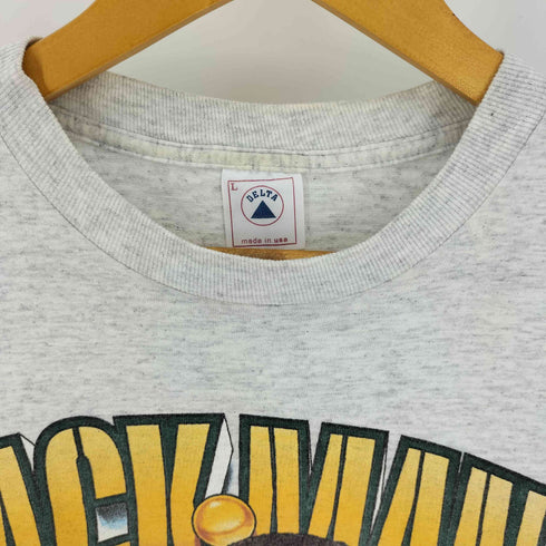 90S DELTA ボディ USA製 NFL SACKMAN アメリカンフットボール プリント クルーネック Tシャツ シングルステッチ コピーライト1996 メンズ import:L