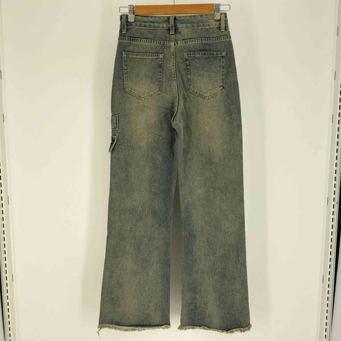 ジップフライ カットオフ ケミカルウォッシュ デニムパンツ Y2K レディース JPN:M