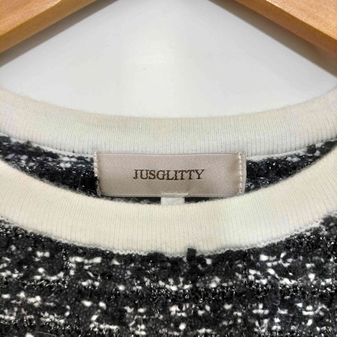 ジャスグリッティー JUSGLITTY クロップド配色ツイードニット レディース JPN:1