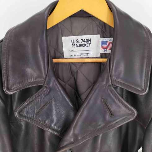 ショット Schott USA製 U.S. 740N PEA JACKET ARROW アロー 錨ボタン レザー Pコート 裏地 キルティング メンズ US:34