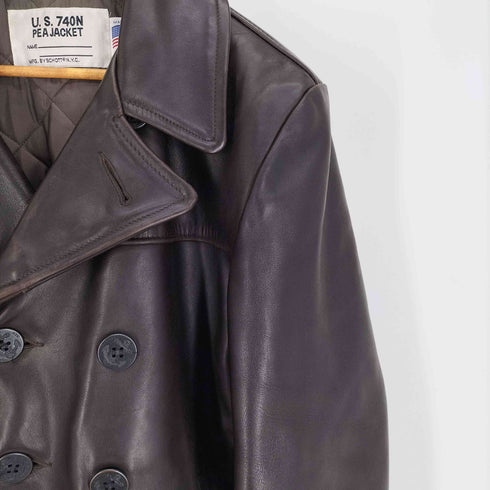 ショット Schott USA製 U.S. 740N PEA JACKET ARROW アロー 錨ボタン レザー Pコート 裏地 キルティング メンズ US:34