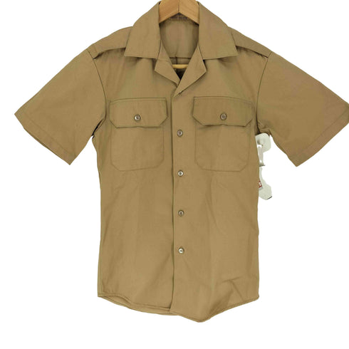 ユーエスネイビー U.S.NAVY TAN 445 DURABLE PRESS SHORT SLEEVE SHIRT タンカラー デュラブル プレス ショート スリーブ シャツ 1976年製 メンズ import:XS