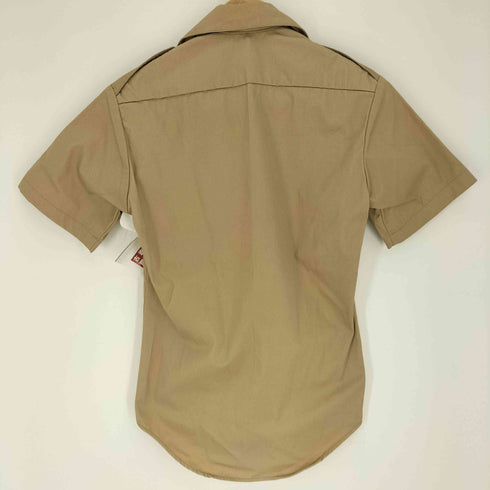 ユーエスネイビー U.S.NAVY TAN 445 DURABLE PRESS SHORT SLEEVE SHIRT タンカラー デュラブル プレス ショート スリーブ シャツ 1976年製 メンズ import:XS