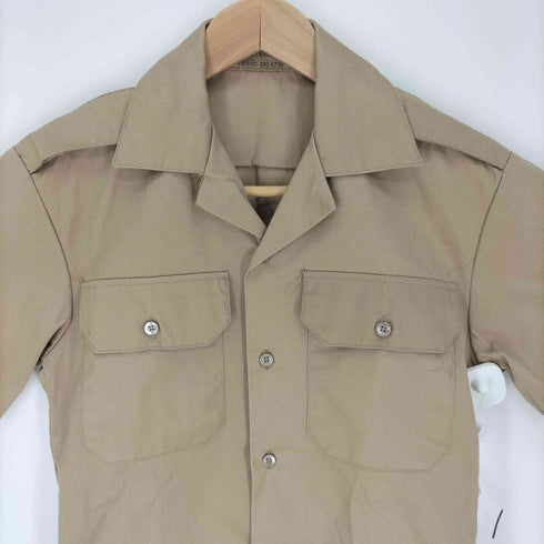 ユーエスネイビー U.S.NAVY TAN 445 DURABLE PRESS SHORT SLEEVE SHIRT タンカラー デュラブル プレス ショート スリーブ シャツ 1976年製 メンズ import:XS