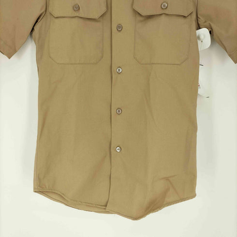 ユーエスネイビー U.S.NAVY TAN 445 DURABLE PRESS SHORT SLEEVE SHIRT タンカラー デュラブル プレス ショート スリーブ シャツ 1976年製 メンズ import:XS
