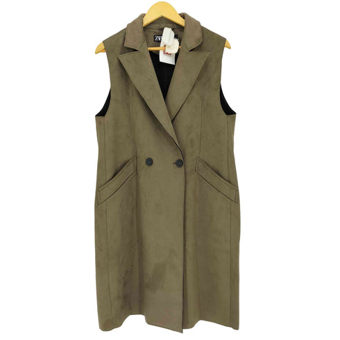 ザラ ZARA フェイクスエード ロングベスト レディース import:M