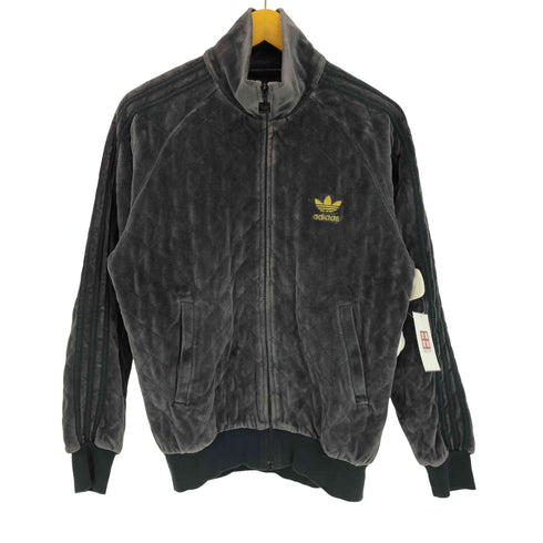 アディダス adidas 00S 金トレフォイルロゴ 刺繍 アーム スリーストライプ ベロア キルティング トラックジャケット ジャージ 2004年製 メンズ JPN:S