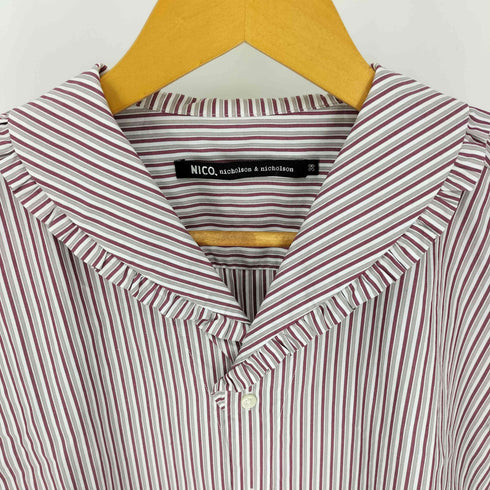 NICO nicholson&nicholson 22SS ALPS-STRIPE フリルカラー ストライプ ブラウス シャツ レディース JPN:38
