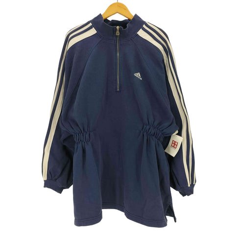 アディダス adidas ロゴ刺繍 ハーフジップ スウェットワンピース レディース import:XXL