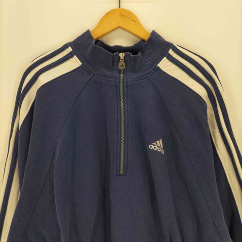 アディダス adidas ロゴ刺繍 ハーフジップ スウェットワンピース レディース import:XXL