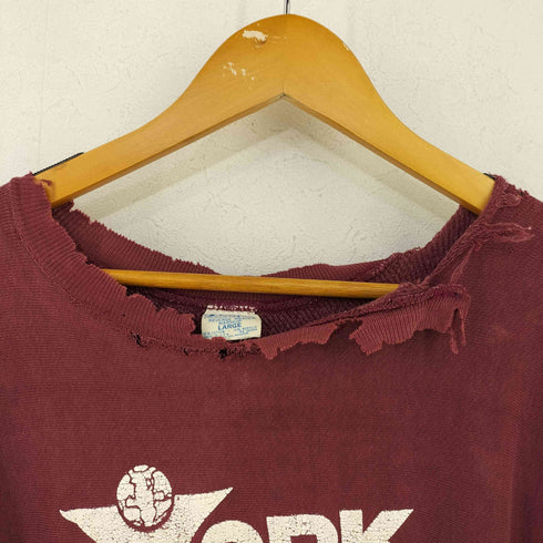 チャンピオン Champion 70s 単色青タグ MADE IN USA REVERSE WEAVE 三段プリントダメージスウェット YORK BARBELL CLUB メンズ import:L