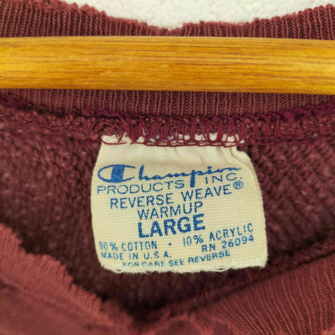 チャンピオン Champion 70s 単色青タグ MADE IN USA REVERSE WEAVE 三段プリントダメージスウェット YORK BARBELL CLUB メンズ import:L