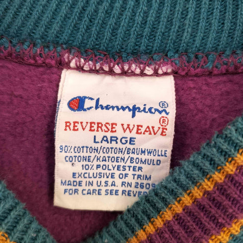 チャンピオン Champion 90s MADE IN USA 刺繍タグ REVERSE WEAVE リブラインスウェット 目あり メンズ import:L