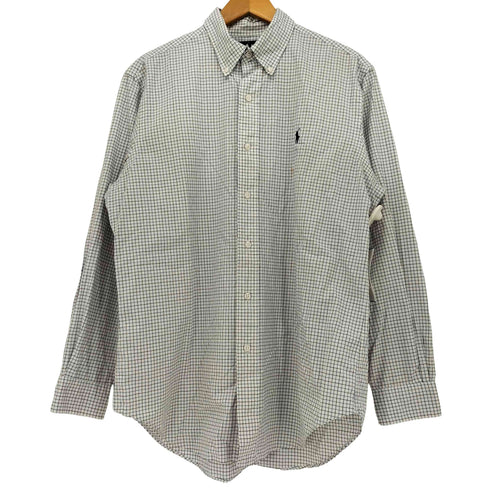 ラルフローレン RALPH LAUREN 90S CLASSIC FIT ポニー刺繍 チェック柄 ボタンダウン L/S シャツ メンズ 15 1/2 32/33