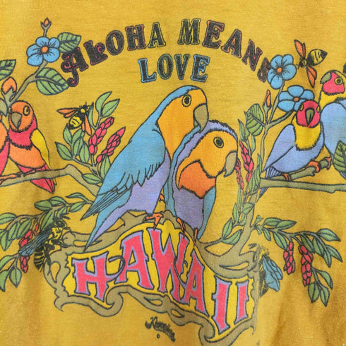 シングルステッチ ALOHA MEANS LOVE 染み込みプリントS/S TEE メンズ