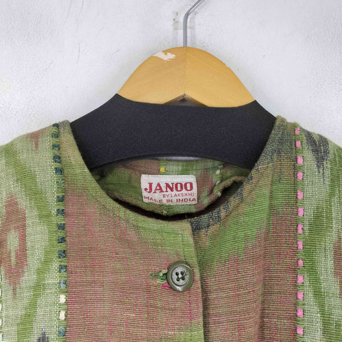 JANOO ノーカラー 総柄ジャケット メンズ
