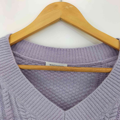 ビューティーアンドユースユナイテッドアローズ BEAUTY & YOUTH UNITED ARROWS ウールケーブルショートVネックニットプルオーバー レディース
